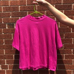 Free people magenta mock neck tee